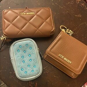 3pc lot of Steve Madden Brown and Blue Wallet Set